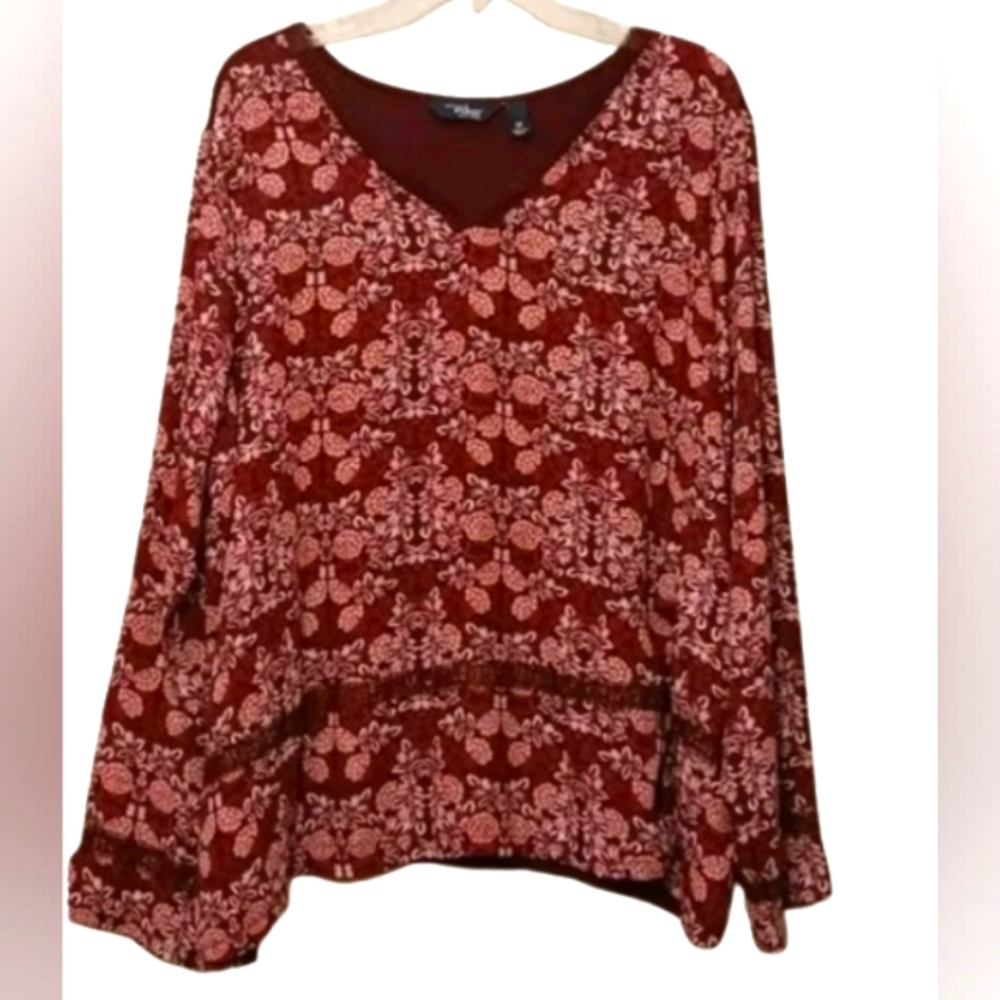 Boho Top Tunic Size 2X Crochet Trim Women’s Great Northwest Indigo NWT$50